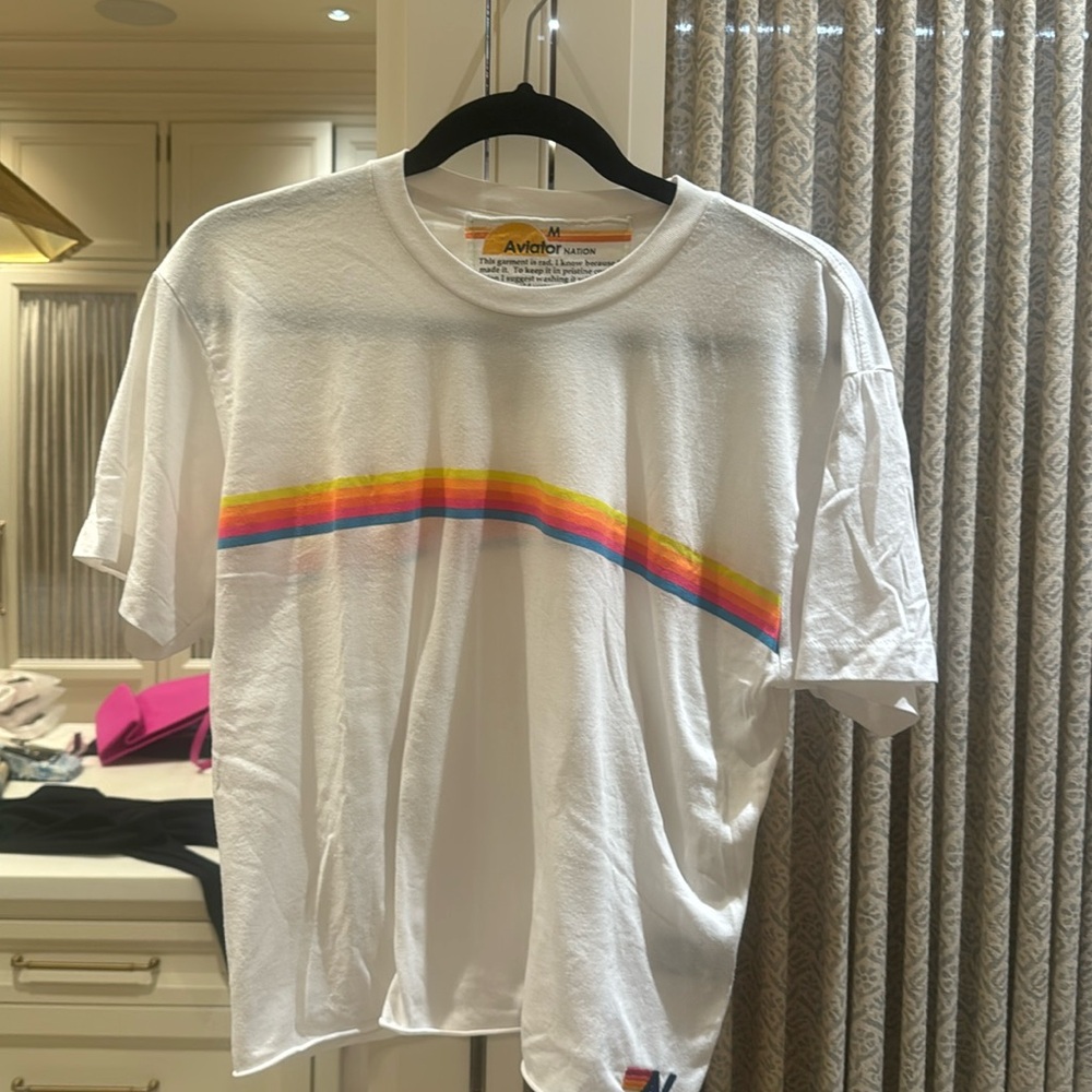 Aviator Nation Women White T , size M
